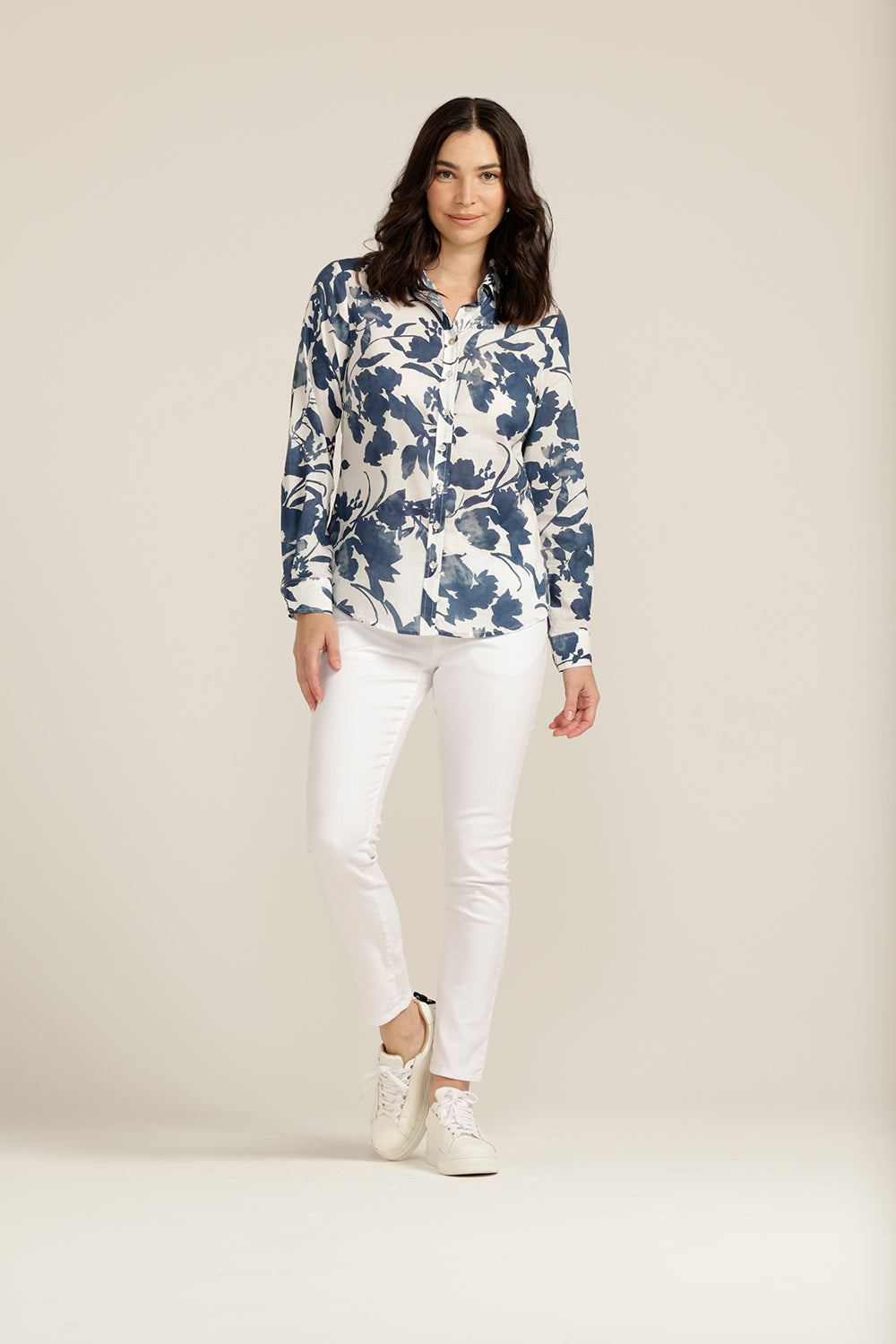 Goondiwindi Cotton Blue Floral Cotton Shirt 4279-160-S23