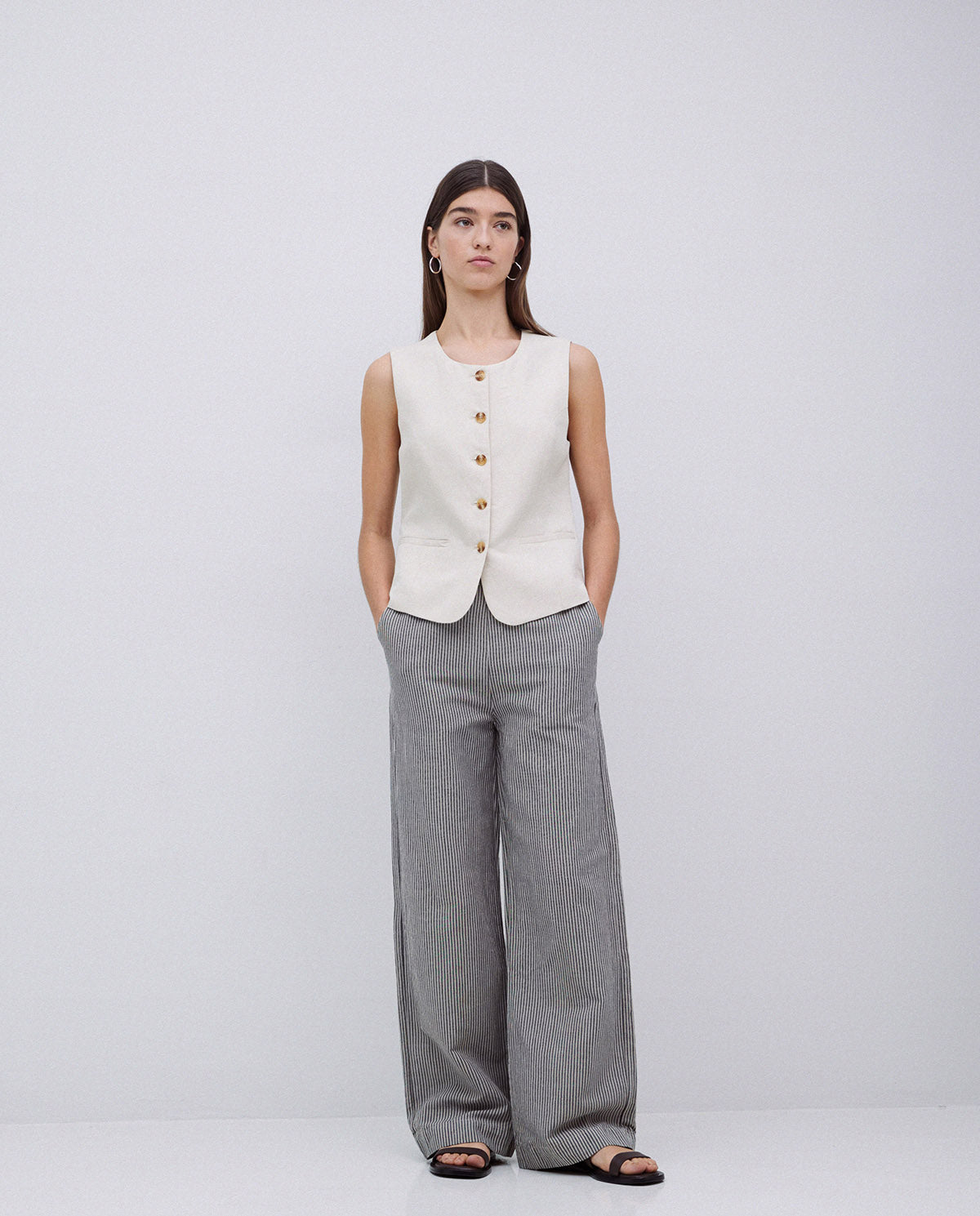 Yerse Pinstripe Relaxed Leg Pant 42846Ys