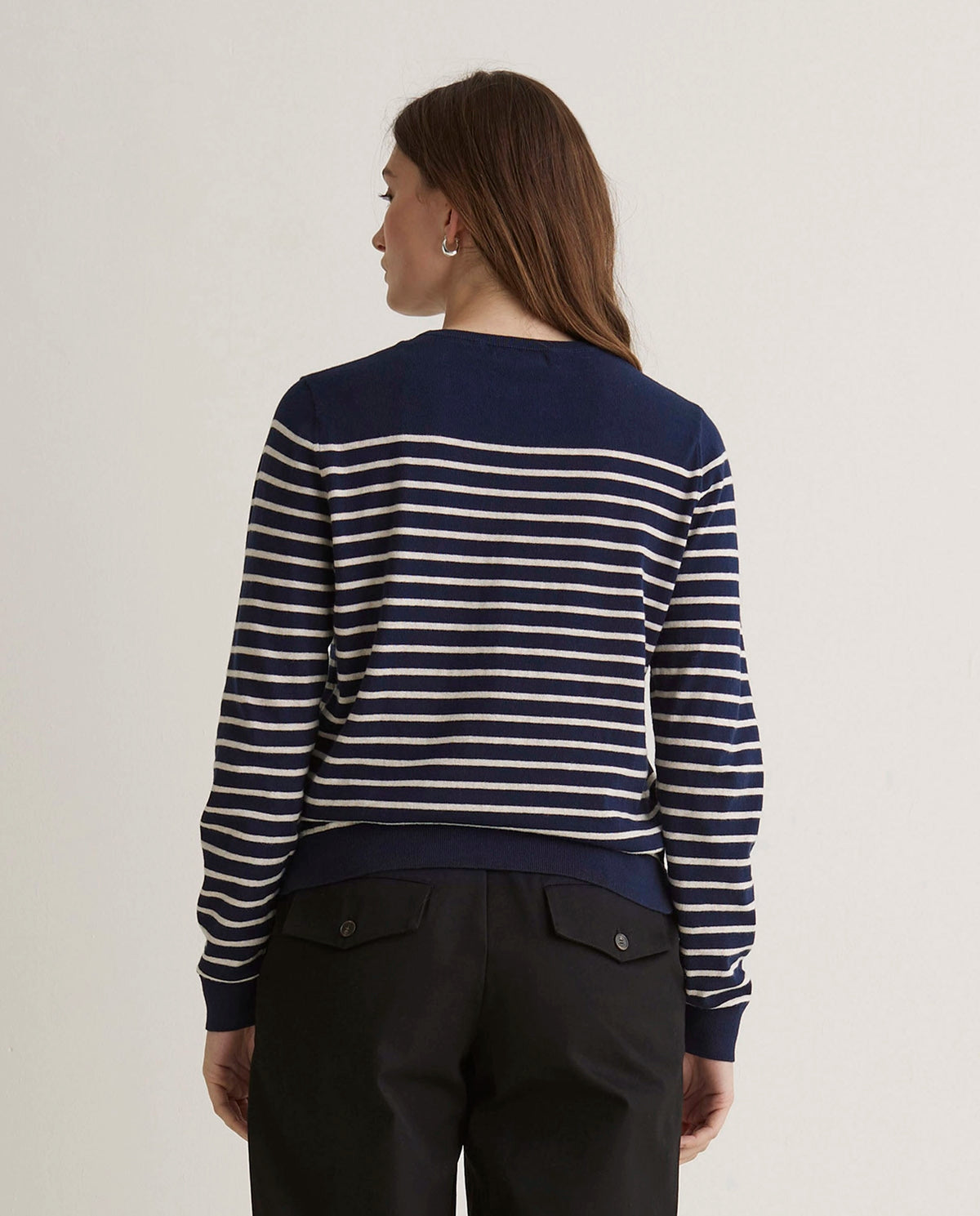 Yerse Jumper Round Neck Stripes in Navy 43501