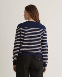 Yerse Jumper Round Neck Stripes in Navy 43501