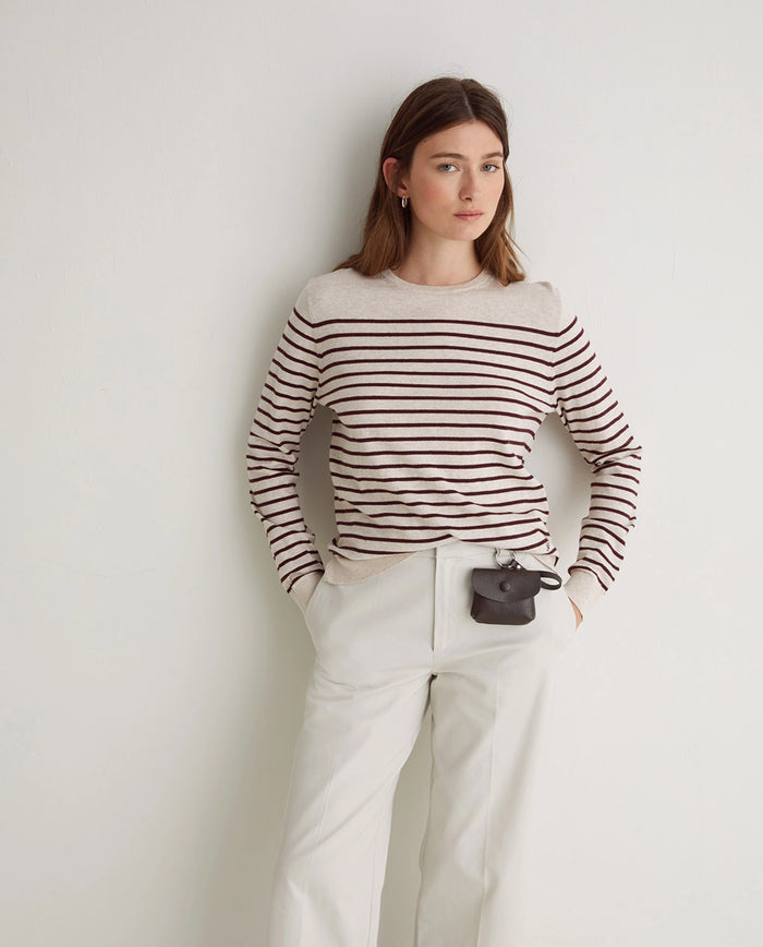 Yerse Jumper Round Neck Stripes in Crudo 43501