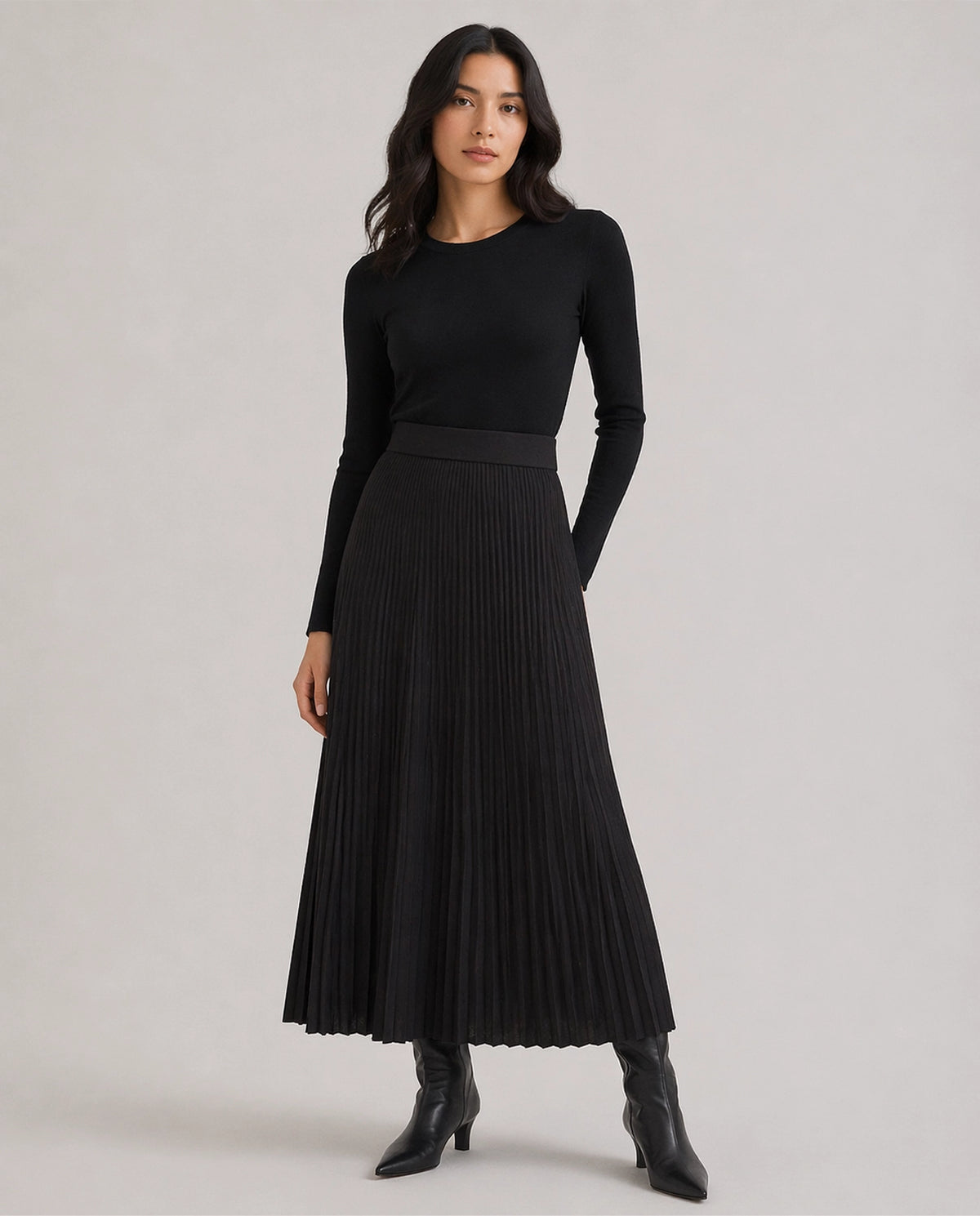Yerse Skirts Midi Plisada in Black 43507