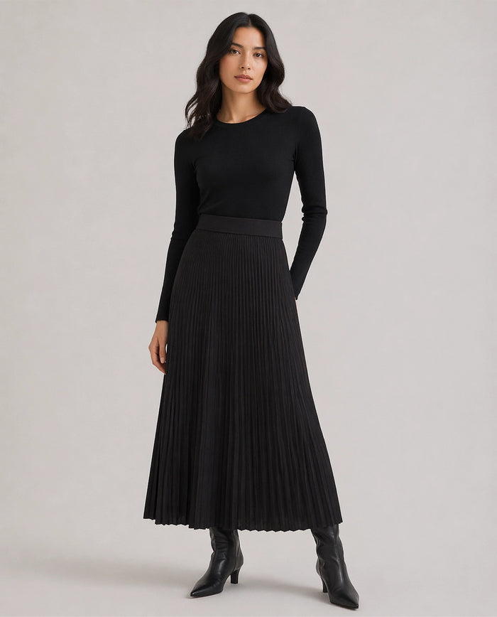 Yerse Skirts Midi Plisada in Black 43507