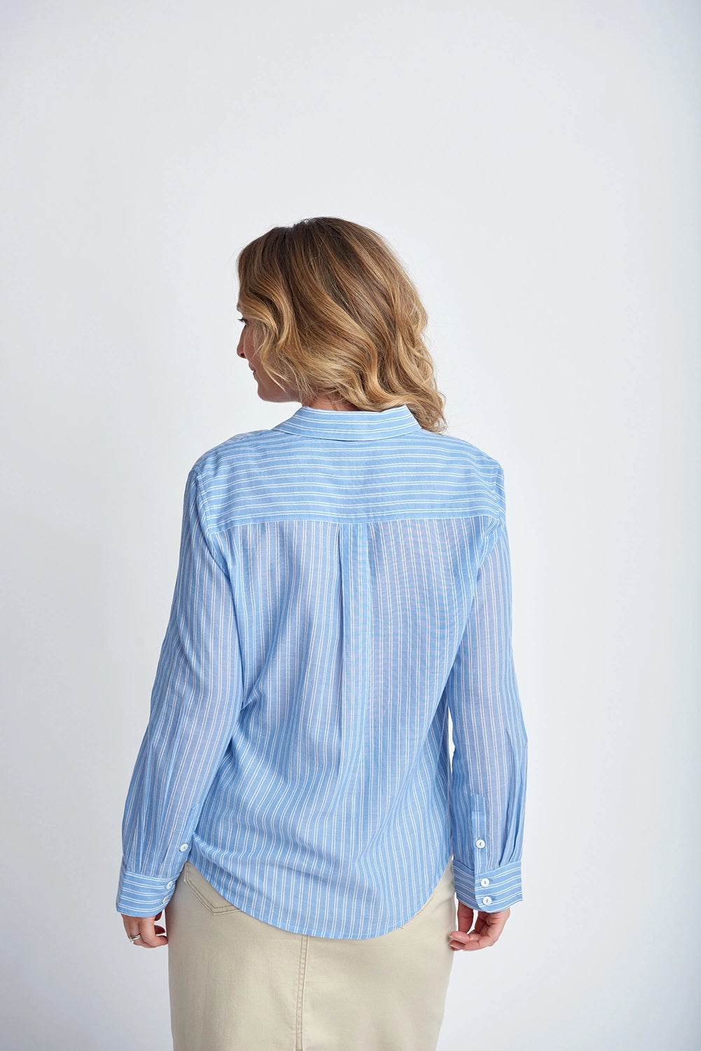 Goondiwindi Cotton Casual Stripe Shirt in Light Blue/White 4353