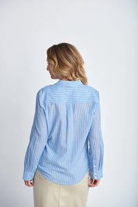 Goondiwindi Cotton Casual Stripe Shirt in Light Blue/White 4353