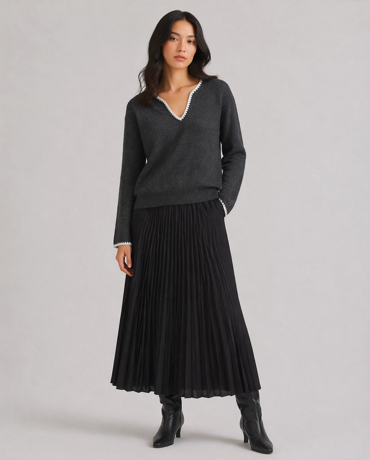 Yerse Jumper Boiled Wool in Plomo 43571