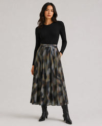 Yerse Skirt Midi Pleats in Kaki 43824