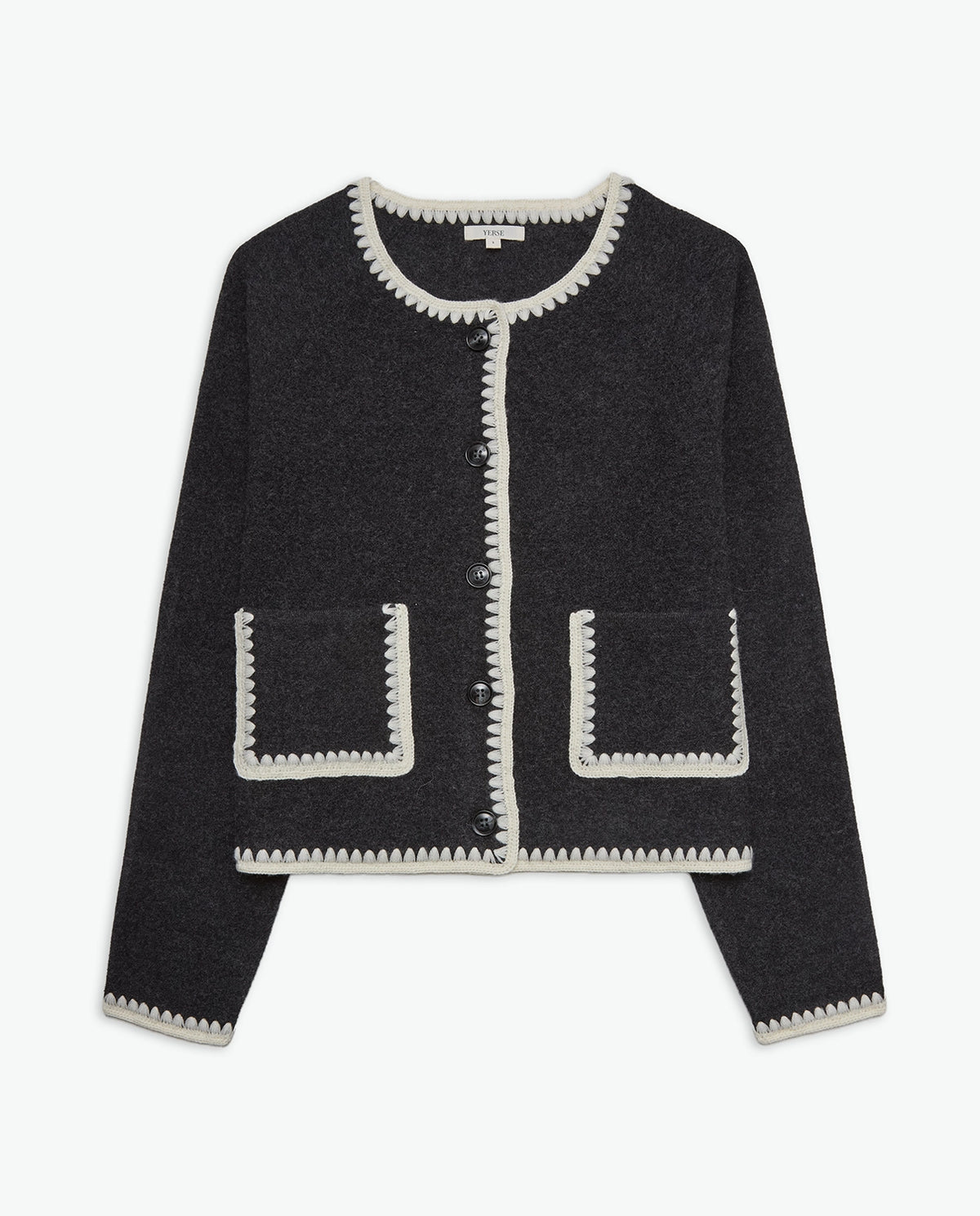 Yerse Cardigan Boiled Wool in Verde 43572