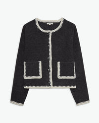 Yerse Cardigan Boiled Wool in Verde 43572