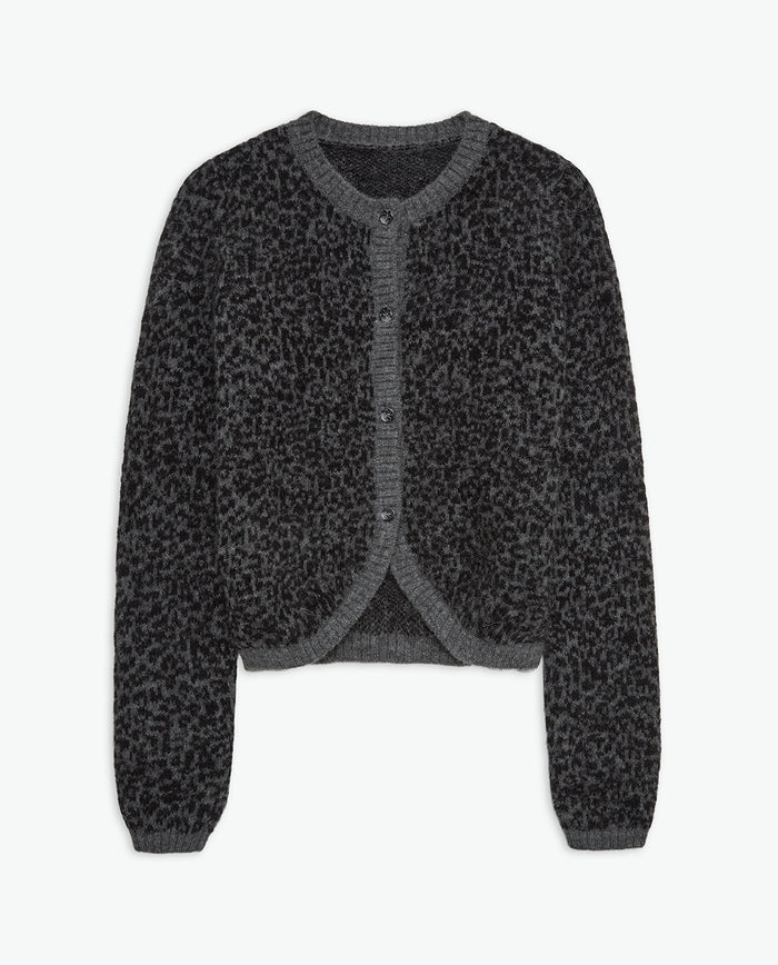 Yerse Cardigan Jackquard Animal Print in Leopard 43582