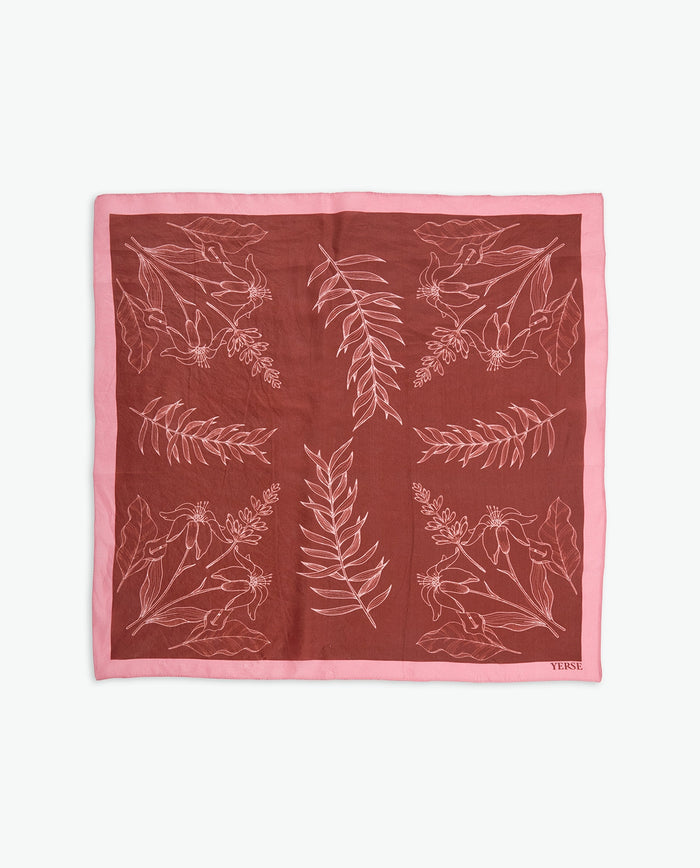 Yerse Scarf Silk Printed in Garnet 43904