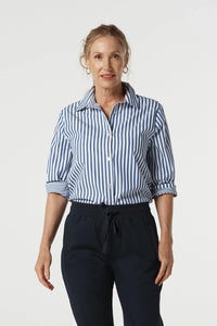 Goondiwindi Cotton 3/4 Sleeve Stripe Shirt in Blue Jasper Str 4436-225