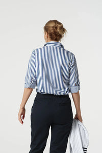 Goondiwindi Cotton 3/4 Sleeve Stripe Shirt in Blue Jasper Str 4436-225