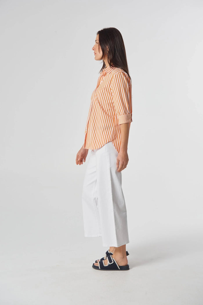 Goondiwindi Cotton 3/4 Sleeve Stripe Shirt in Bright Orange 4436-225