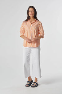 Goondiwindi Cotton 3/4 Sleeve Stripe Shirt in Bright Orange 4436-225