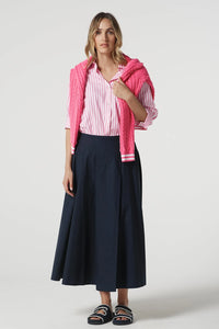 Goondiwindi Cotton 3/4 Sleeve Stripe Shirt in Pink Cosmos Str 4436-225