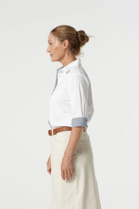 Goondiwindi Cotton 3/4 Sleeve Shirt in White/Stripe Trim 4436