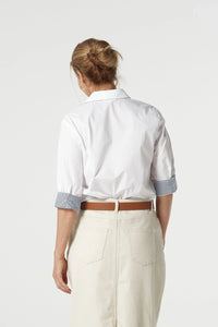 Goondiwindi Cotton 3/4 Sleeve Shirt in White/Stripe Trim 4436