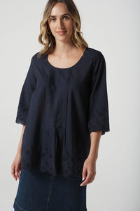Goondiwindi Cotton Trapeze Top in Dark Navy 4445