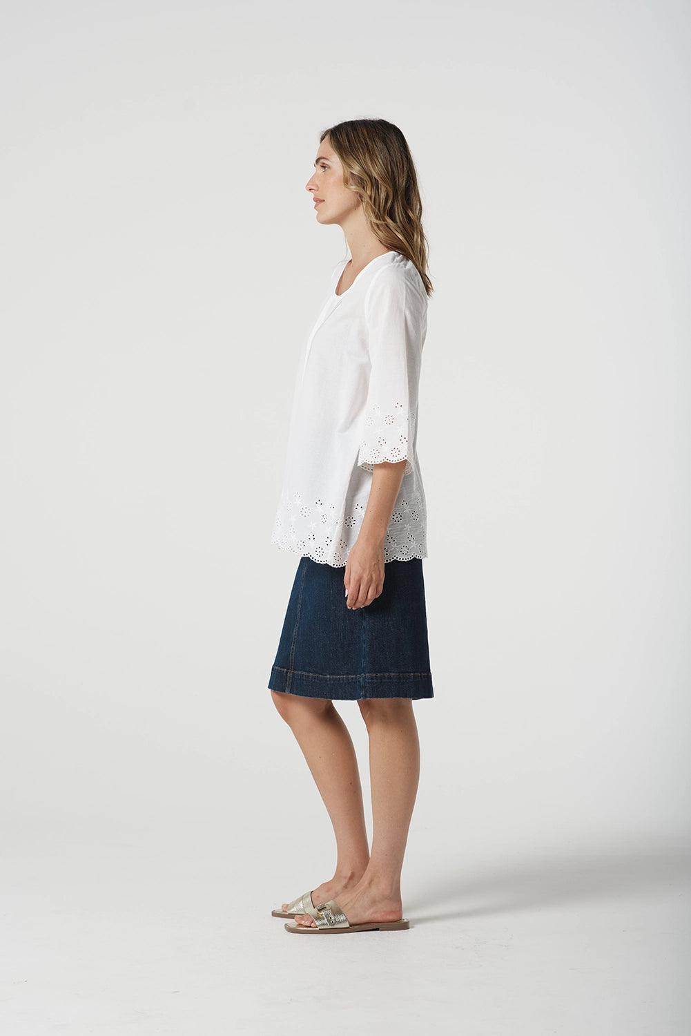 Goondiwindi Cotton Trapeze Top in Optical White 4445