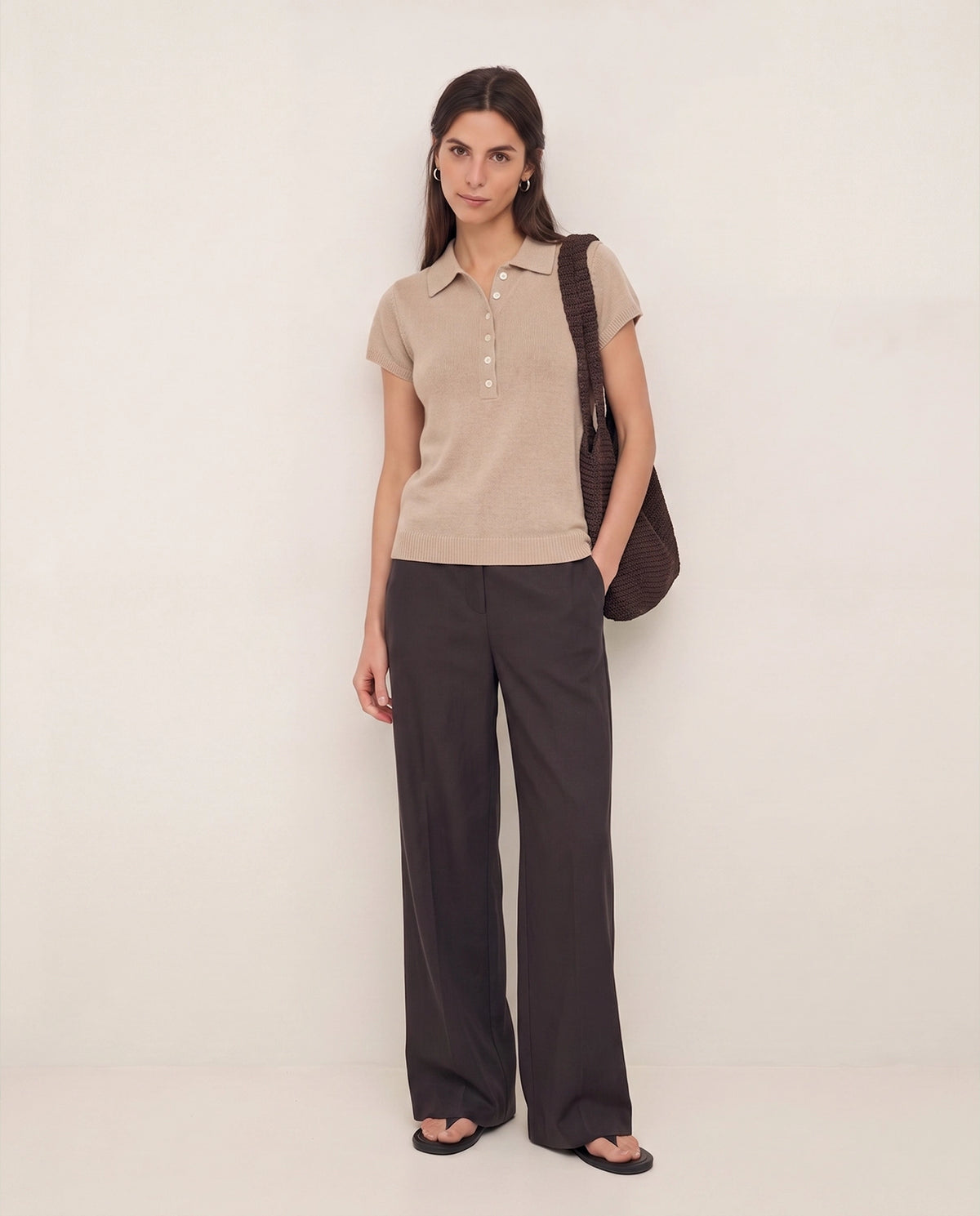 Yerse Short Sleeve Sweater in Natural 44520