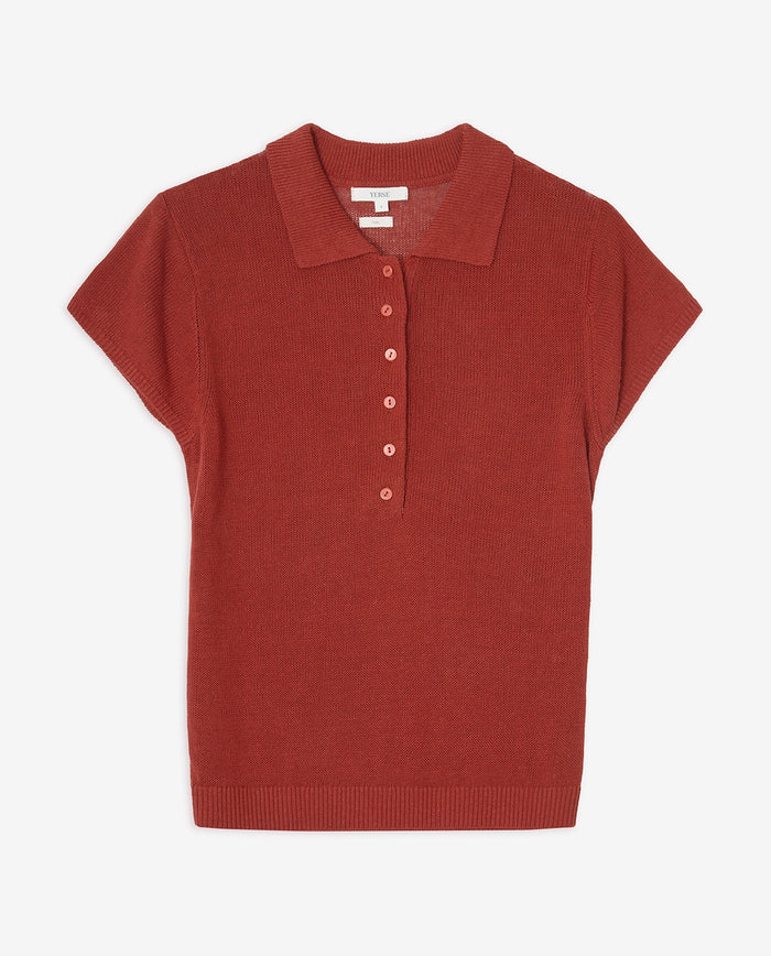 Yerse Short Sleeve Sweater in Terracotta 44520