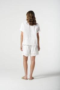 Goondiwindi Cotton Oversized Embroidered Hemline Shirt in Optical White 4452
