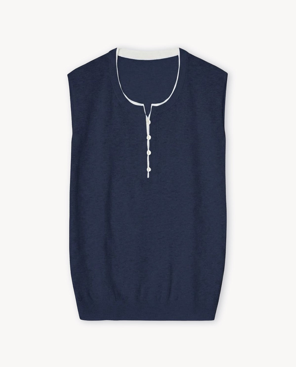 Yerse Henley Collar Top in Navy 44537