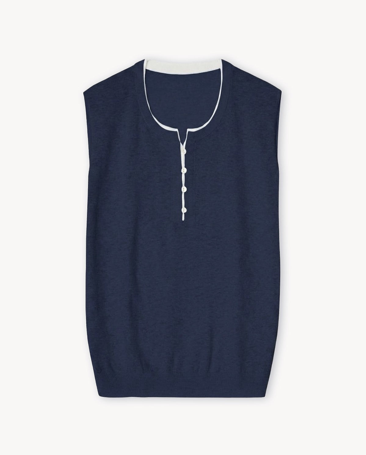 Yerse Henley Collar Top in Navy 44537
