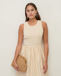 Yerse Bi-Material Dress in Ecru 44565