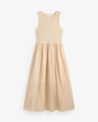 Yerse Bi-Material Dress in Ecru 44565