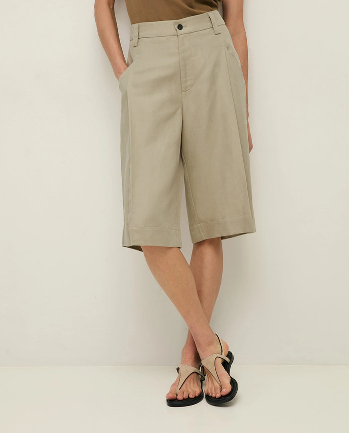 Yerse Linen Blend Bermuda Shorts in Water Green 44805