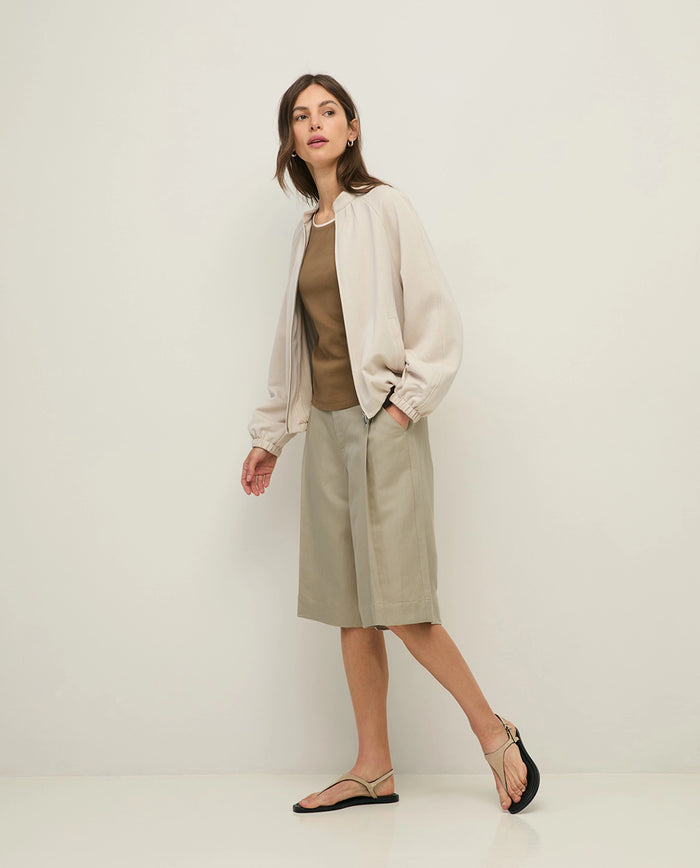 Yerse Linen Blend Bermuda Shorts in Water Green 44805