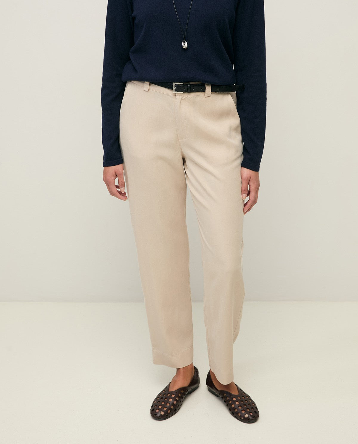 Yerse Straight Tencel Trousers in Stone 44816