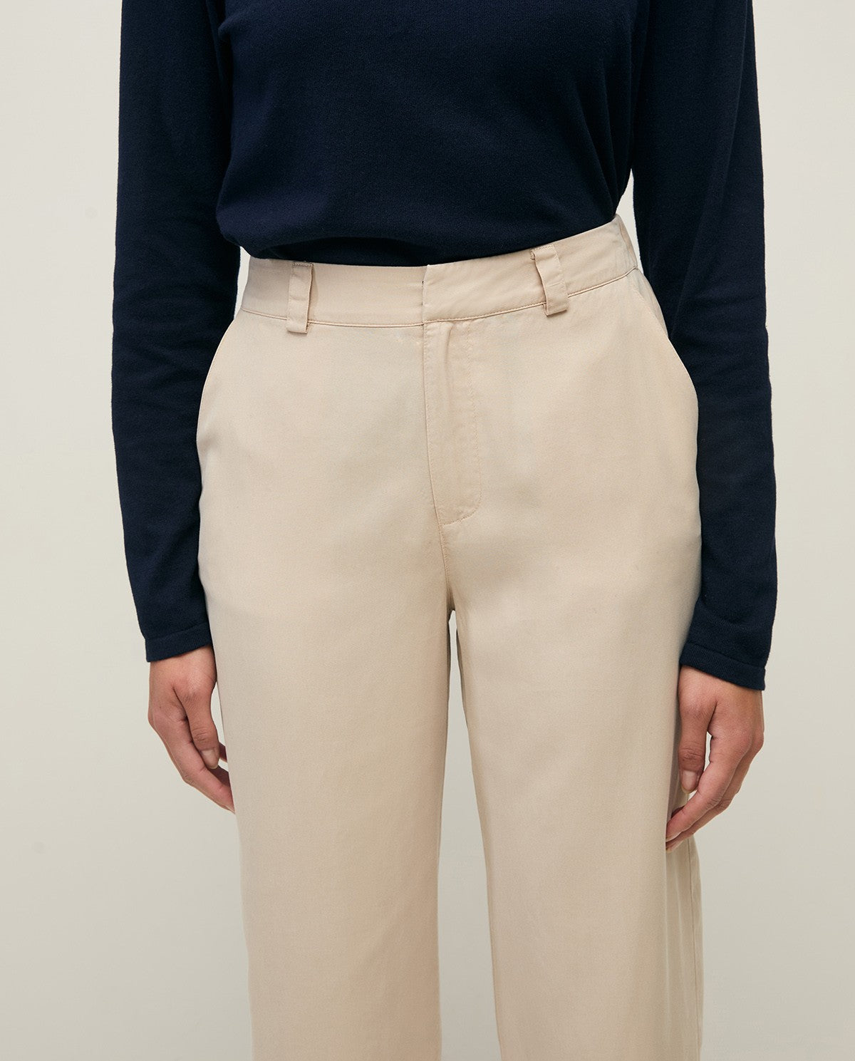 Yerse Straight Tencel Trousers in Stone 44816