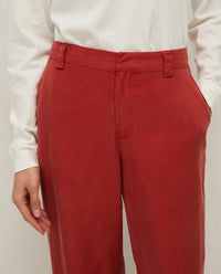 Yerse Straight Tencel Trousers in Dark Red 44816