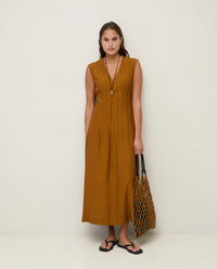 Yerse Crinkled Effect Dress in Mustard 44822