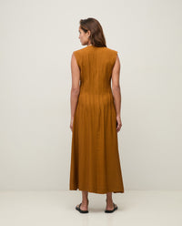 Yerse Crinkled Effect Dress in Mustard 44822