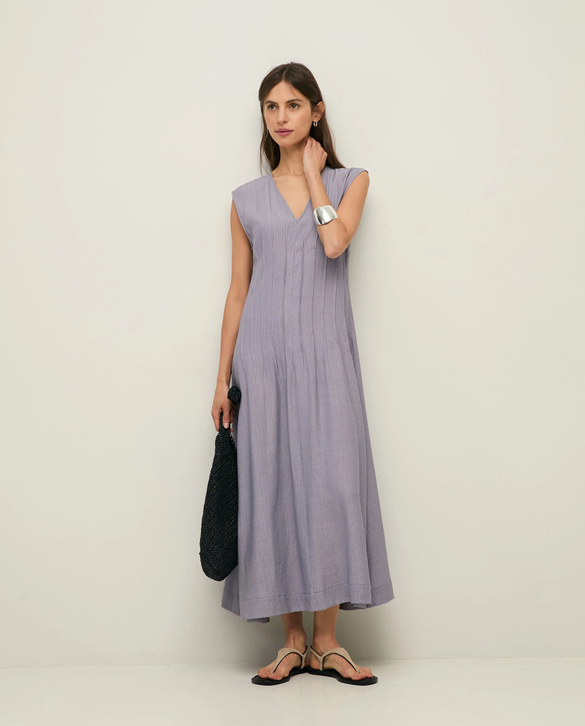 Yerse Crinkled Effect Dress in Mauve 44822