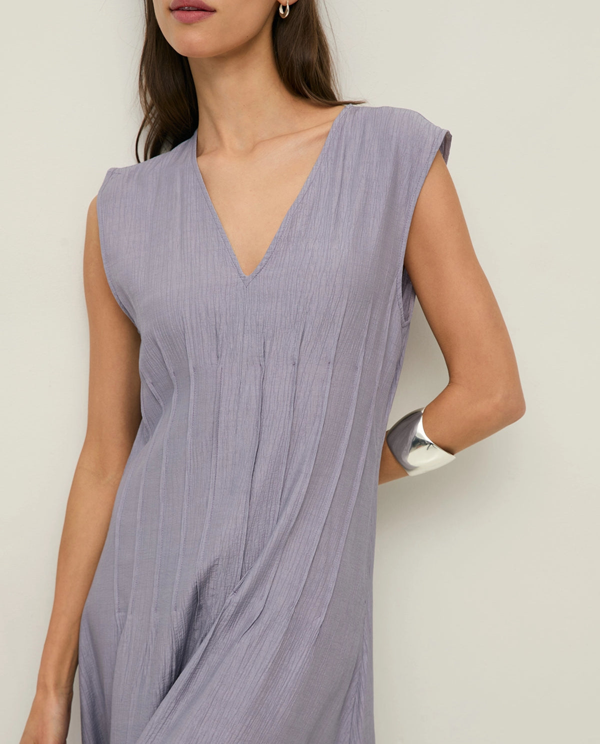 Yerse Crinkled Effect Dress in Mauve 44822