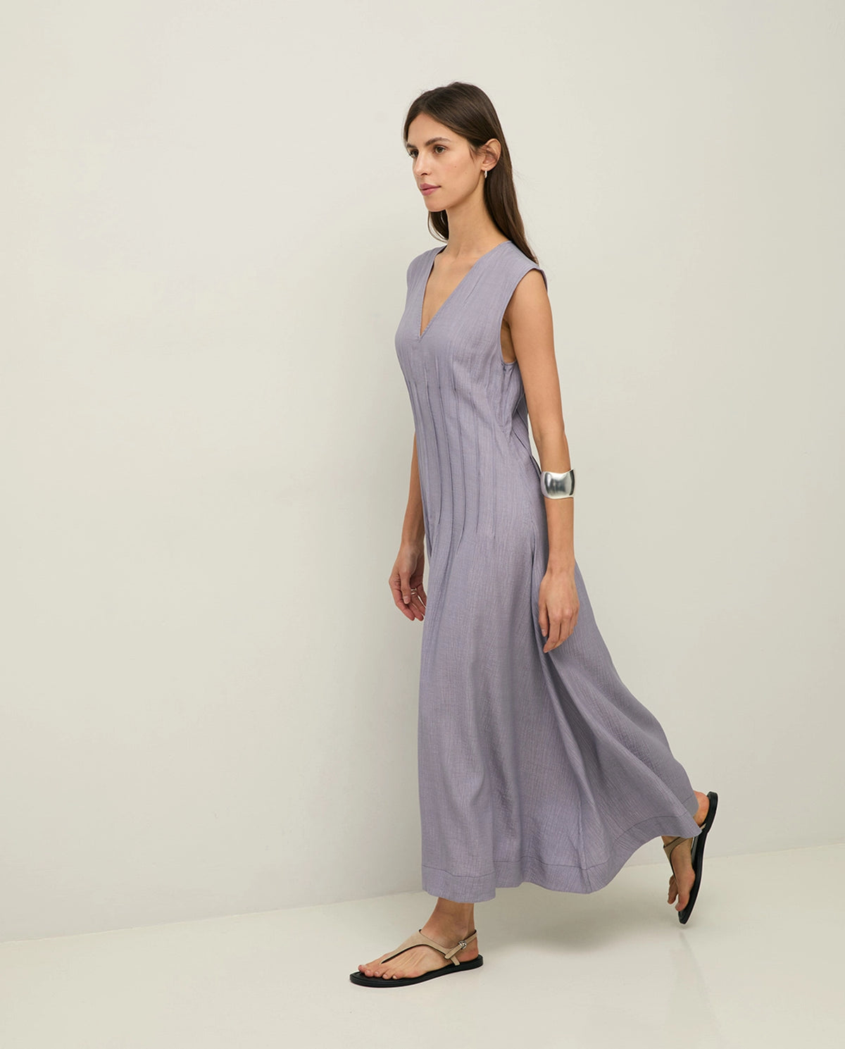 Yerse Crinkled Effect Dress in Mauve 44822