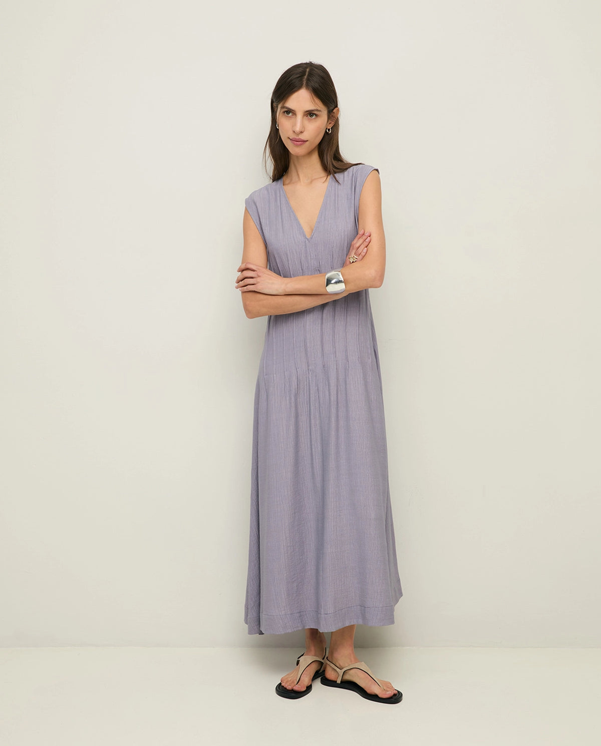 Yerse Crinkled Effect Dress in Mauve 44822