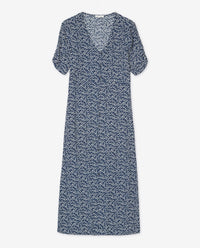 Yerse Viscose Midi Dress in Navy Leaves 44825
