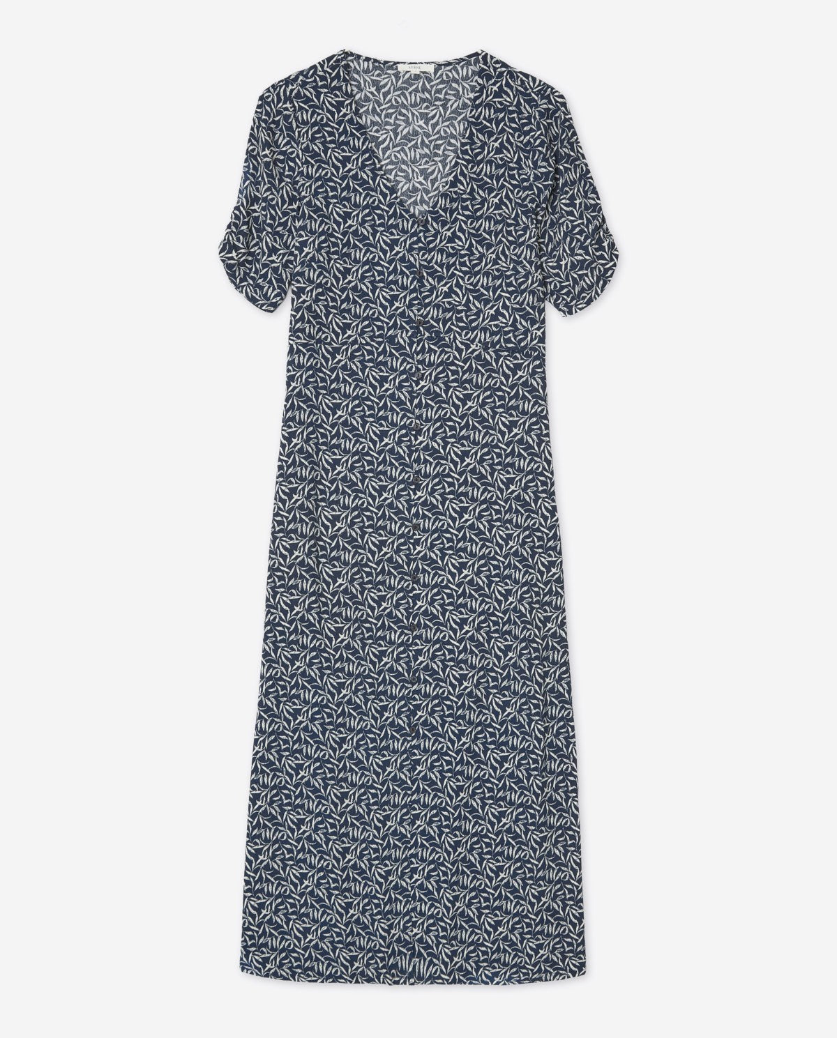 Yerse Viscose Midi Dress in Navy Leaves 44825