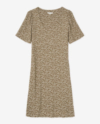 Yerse Short Sleeve Crepe Dress in Grn Leaves 44826
