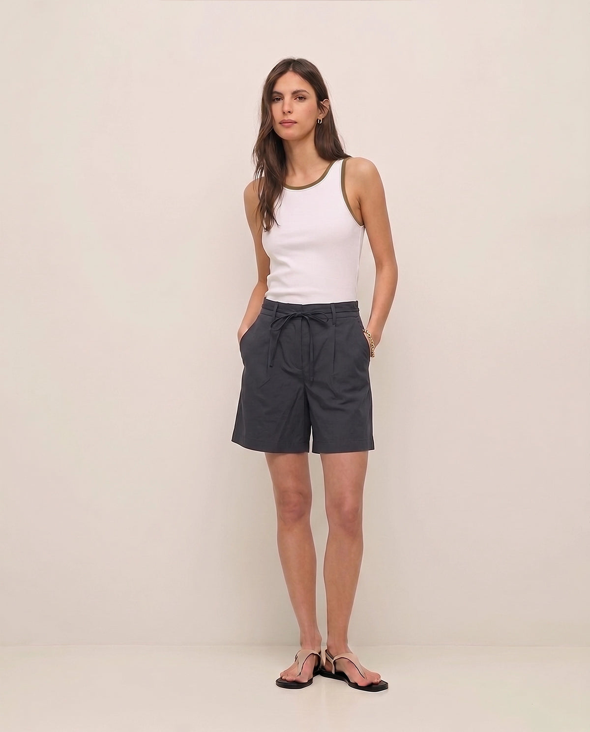 Yerse Poplin Shorts in Navy 44832