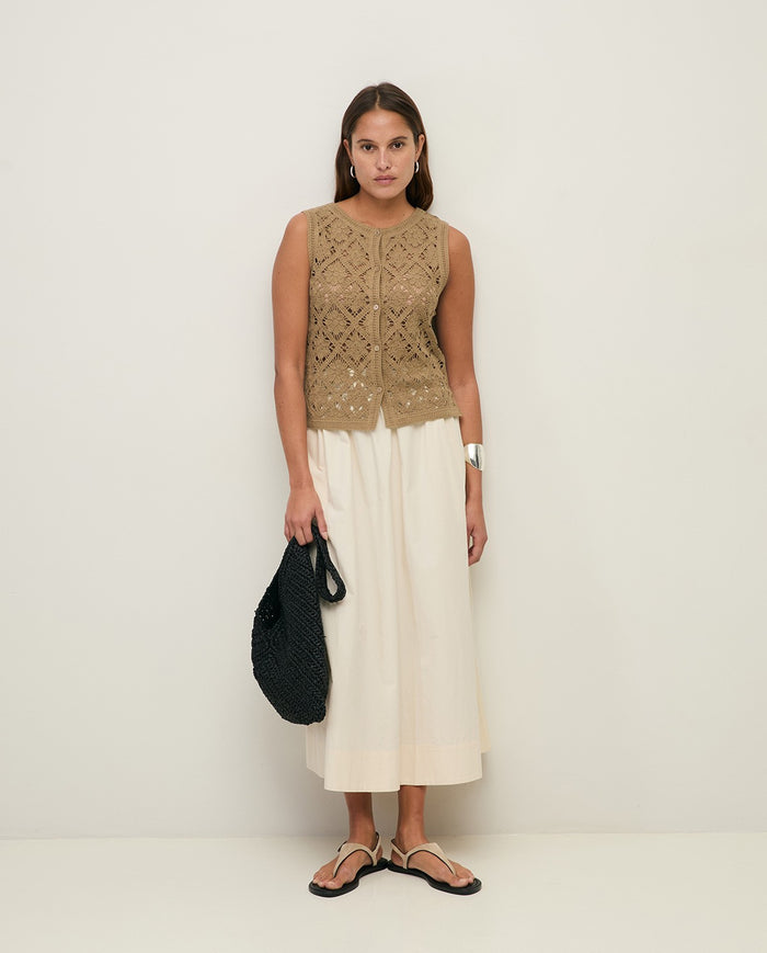 Yerse Midi Poplin Skirt in Ecru 44837