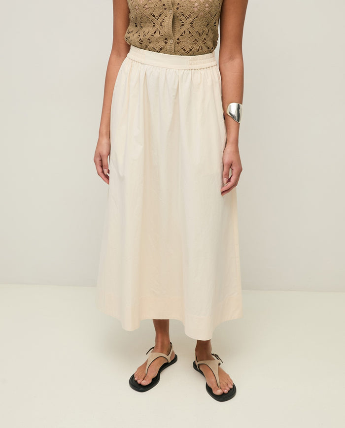 Yerse Midi Poplin Skirt in Ecru 44837