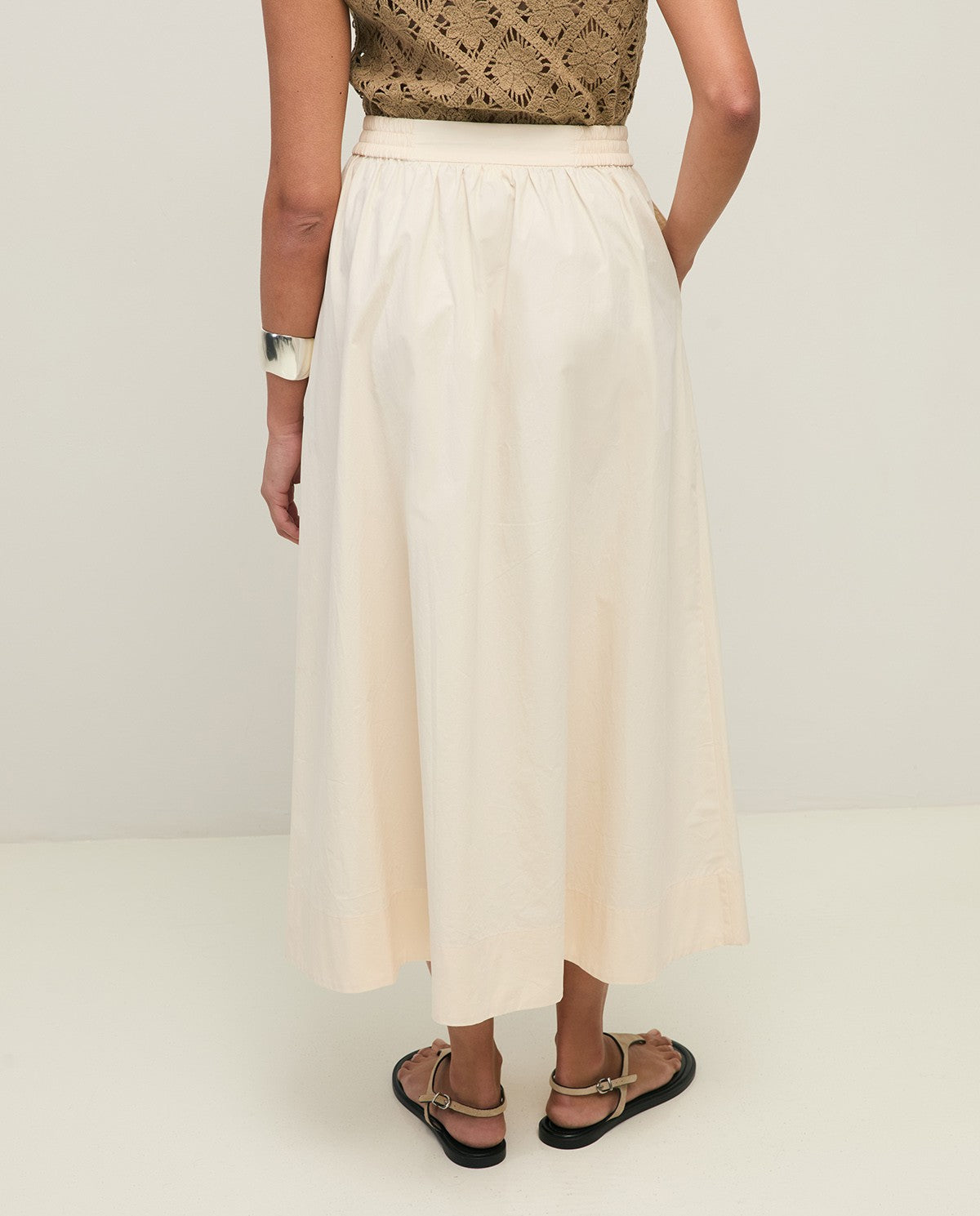 Yerse Midi Poplin Skirt in Ecru 44837