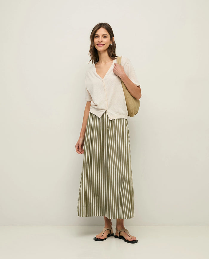Yerse Midi Poplin Skirt in Ht Grn Stripe 44837